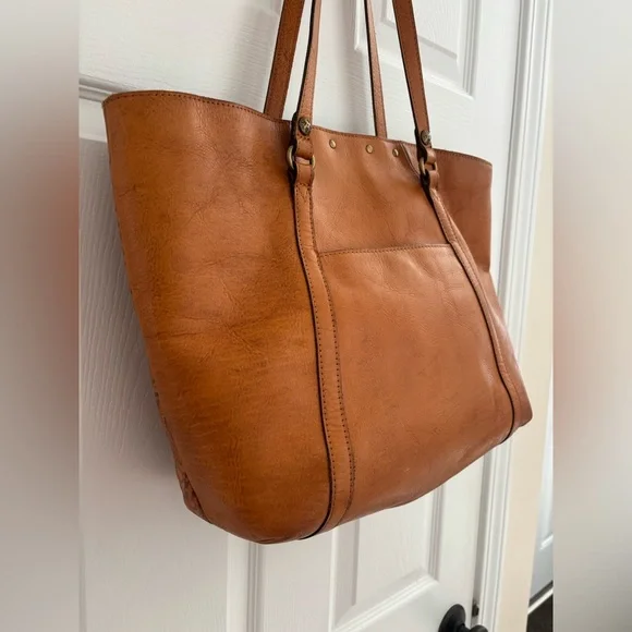 Patricia Nash | Benvenuto Embroidered Signature Leather Tote Bag Purse Tan - Picture 7 of 9